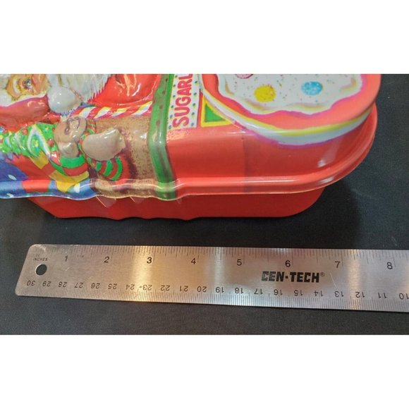 Vintage Christmas Cookie Container Plastic Santa Workshop Collectible Ullman - Picture 3 of 5